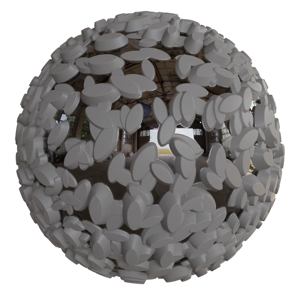 Mirror wall design with oval imperfection pbr material