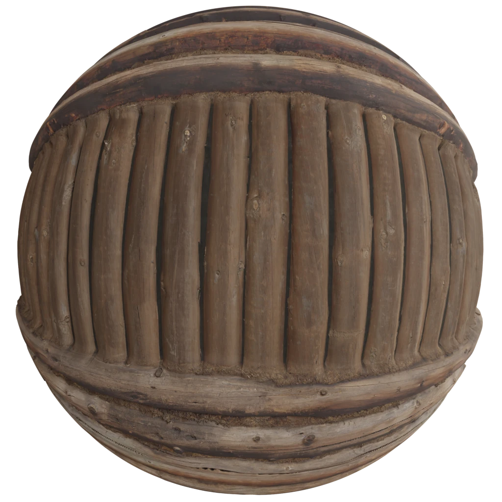 Old wooden log wall - PBR material