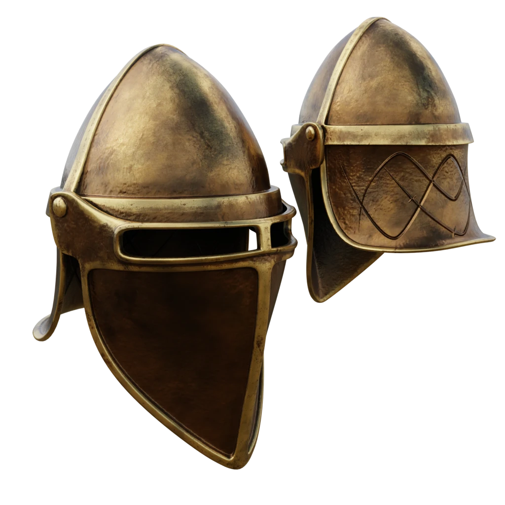 Medieval brass helmet - 3d model