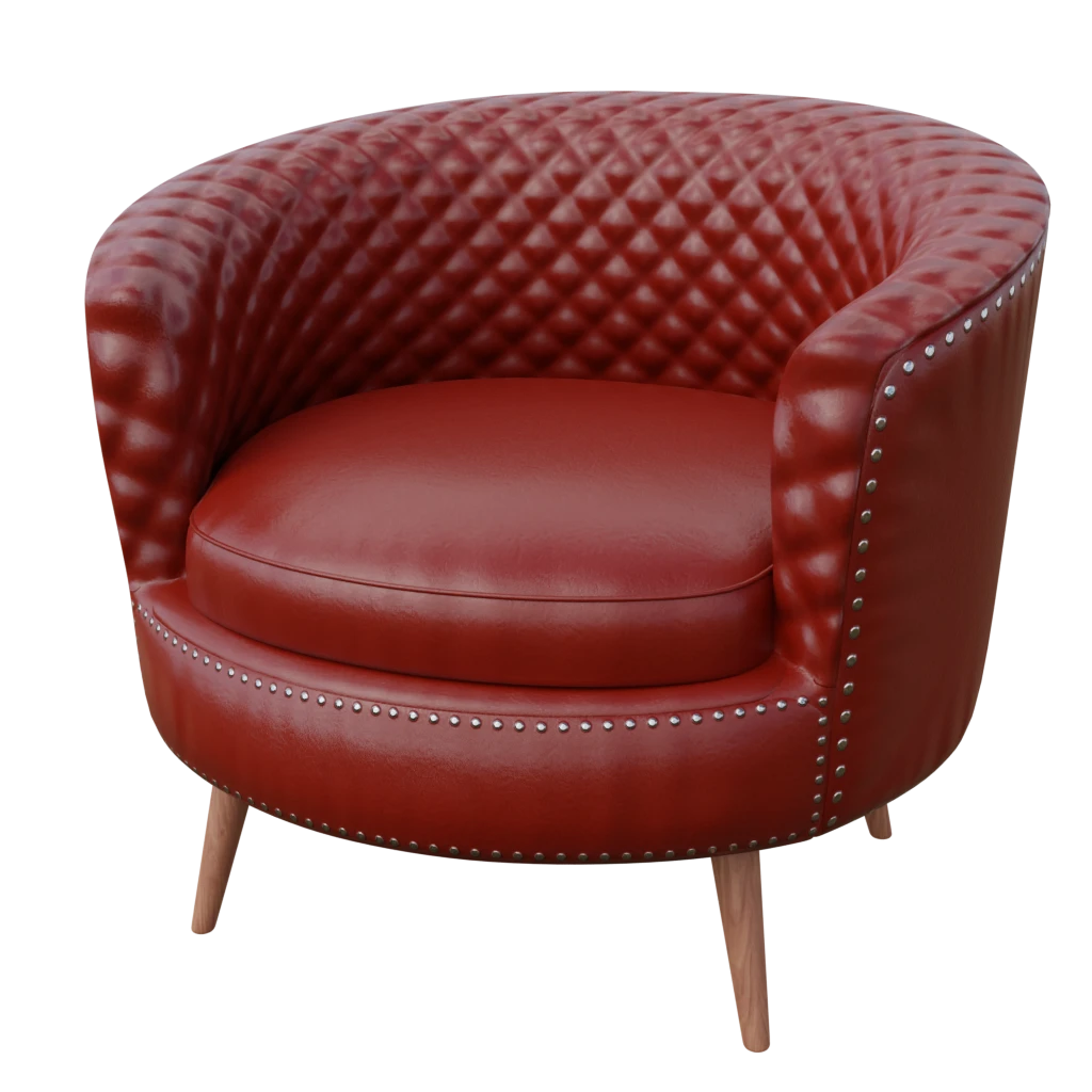 red leather sofa 3d model Red leather circular sofa - 3d model