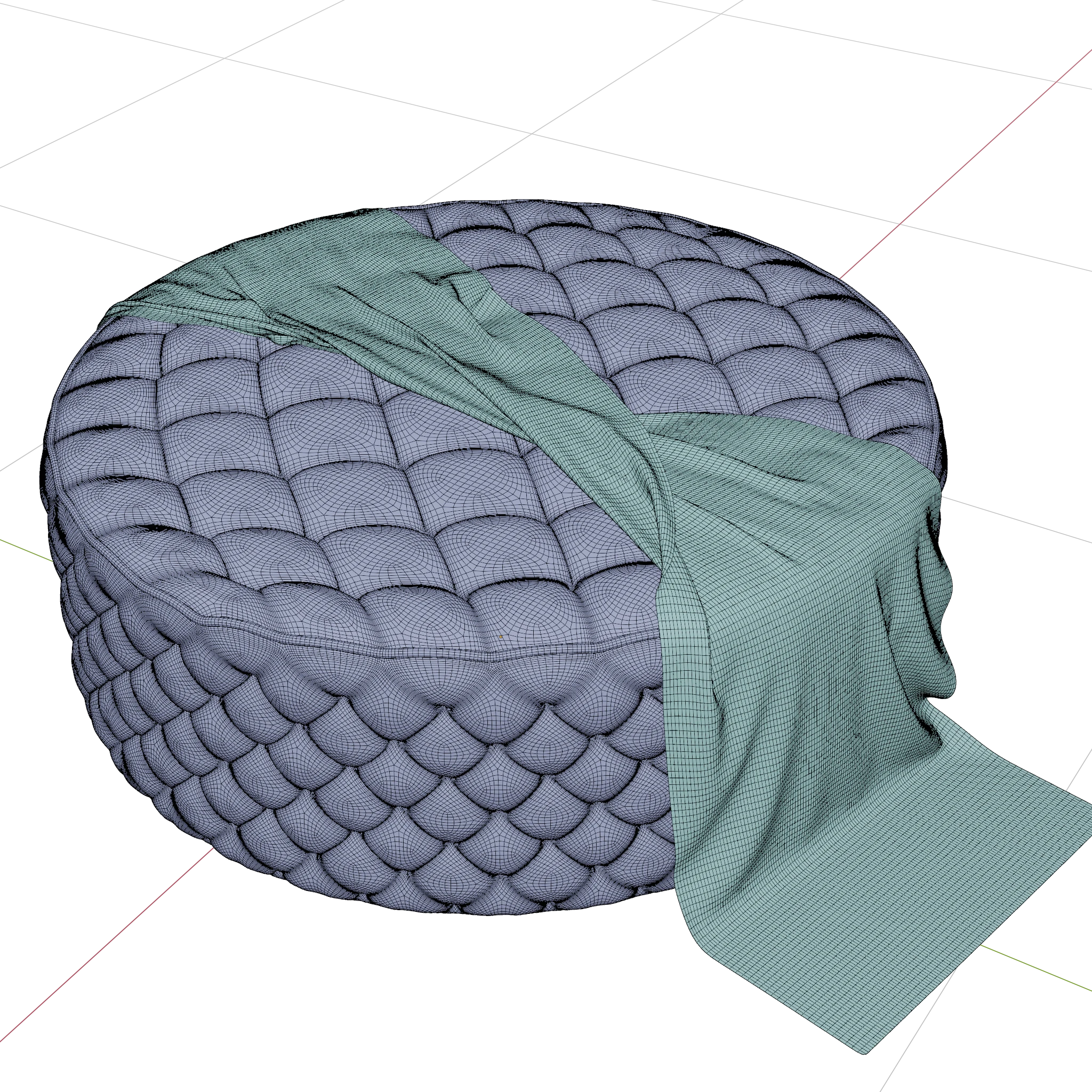 Chesterfield Ottoman pouf - 3d model