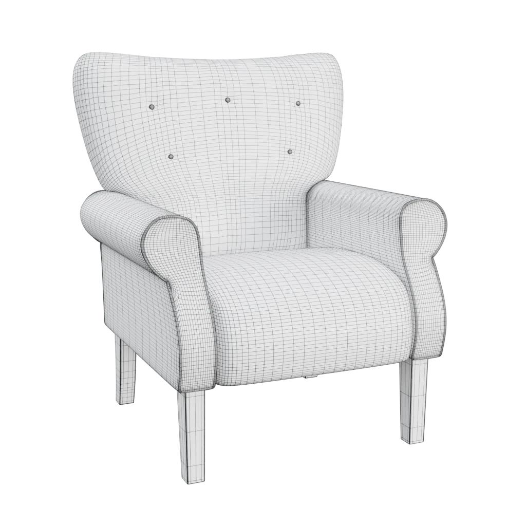 wingback armchair- 3d model