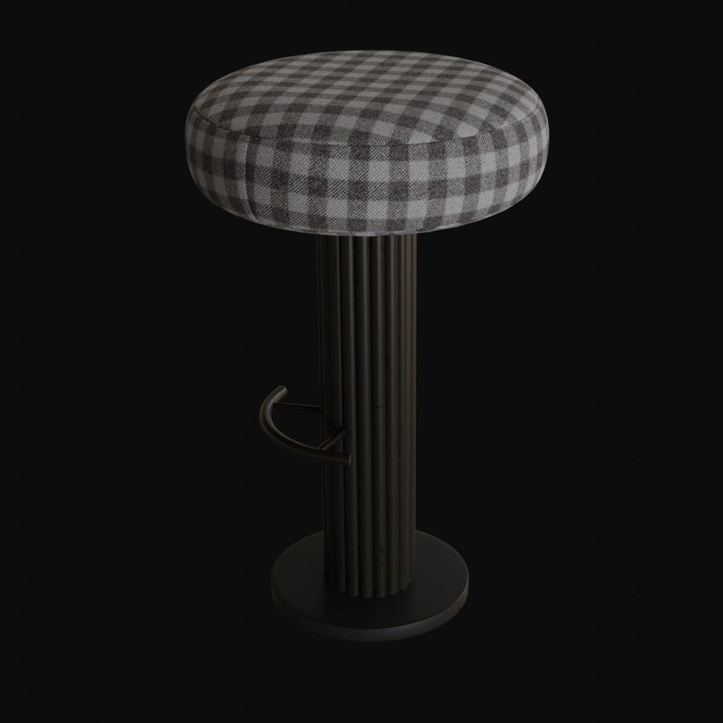 rubbed steel swivel stool-3d model
