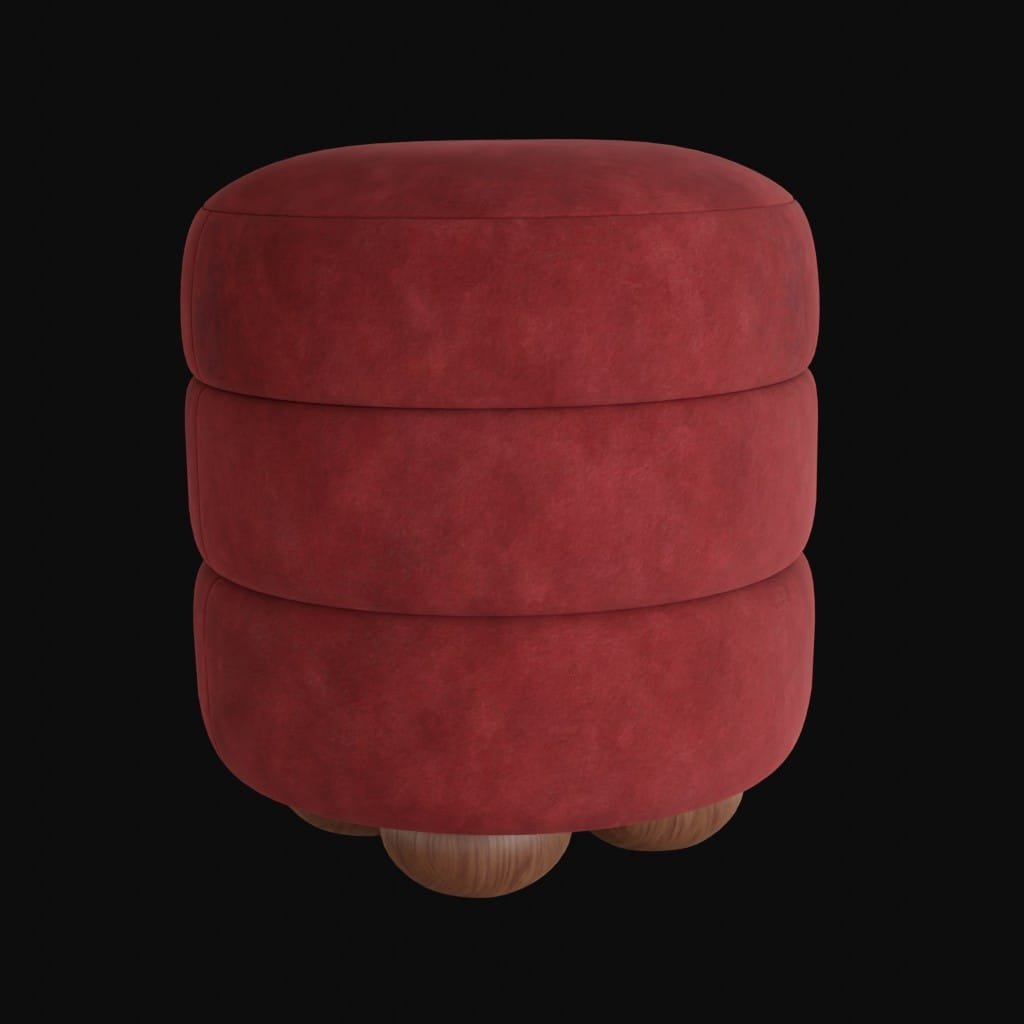 Red soft stool- 3d model