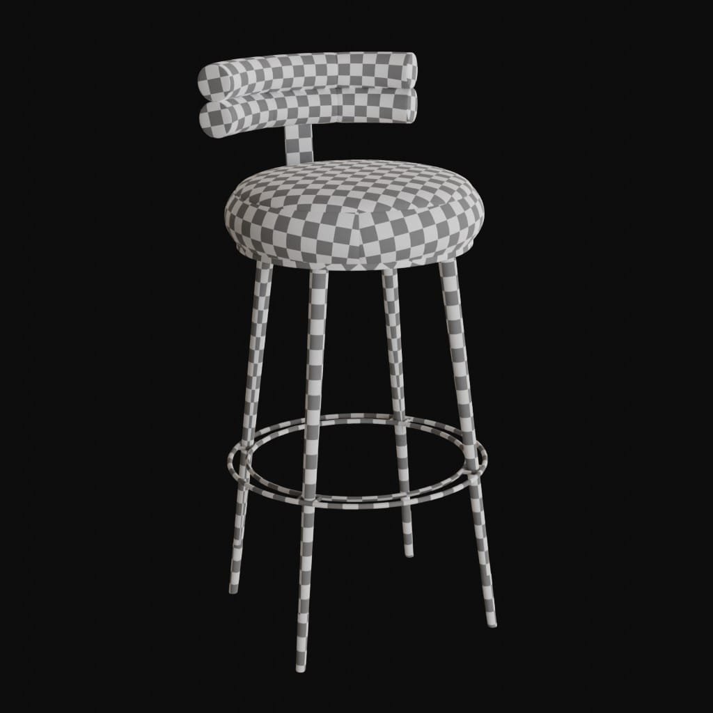 Ergonomic Velvet Stool- 3d model