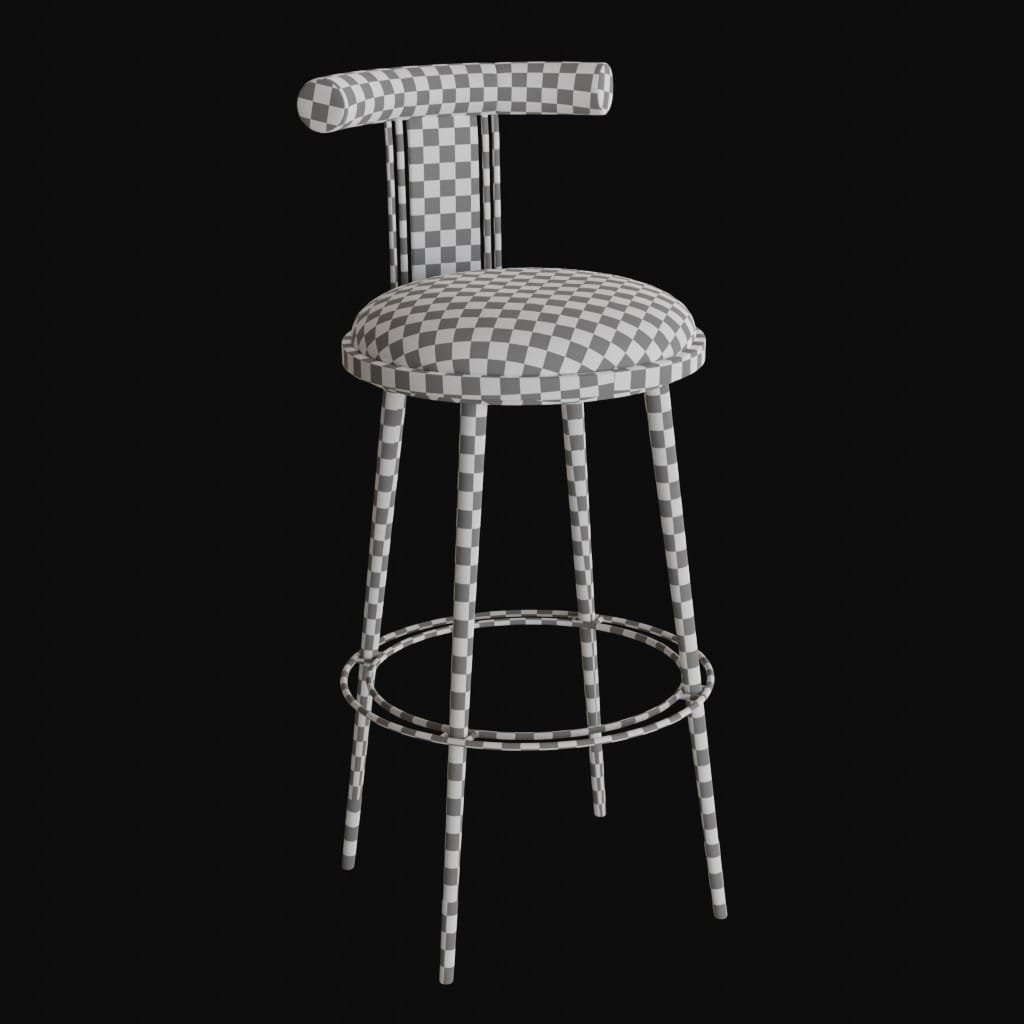 Ergonomic Velvet Stool- 3d model