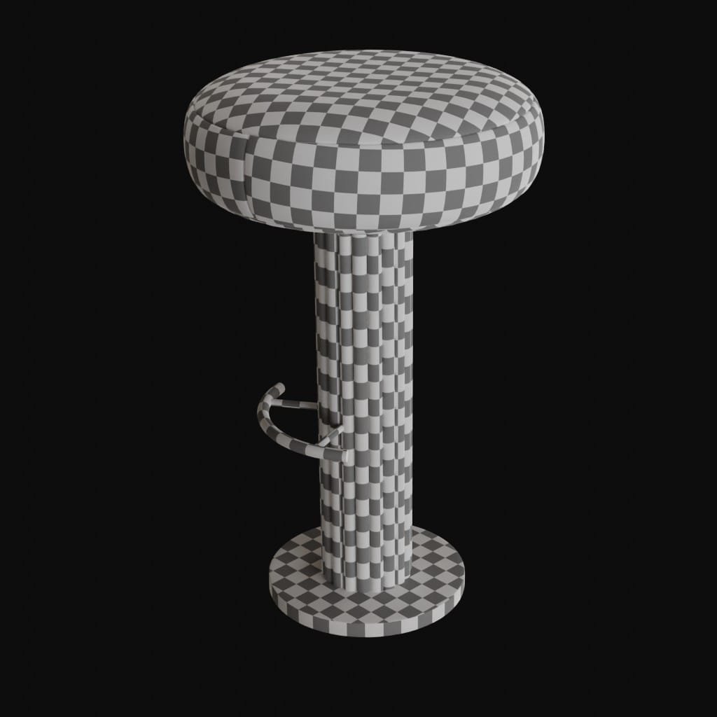 rubbed steel swivel stool-3d model