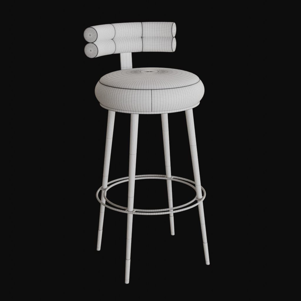 Ergonomic Velvet Stool- 3d model