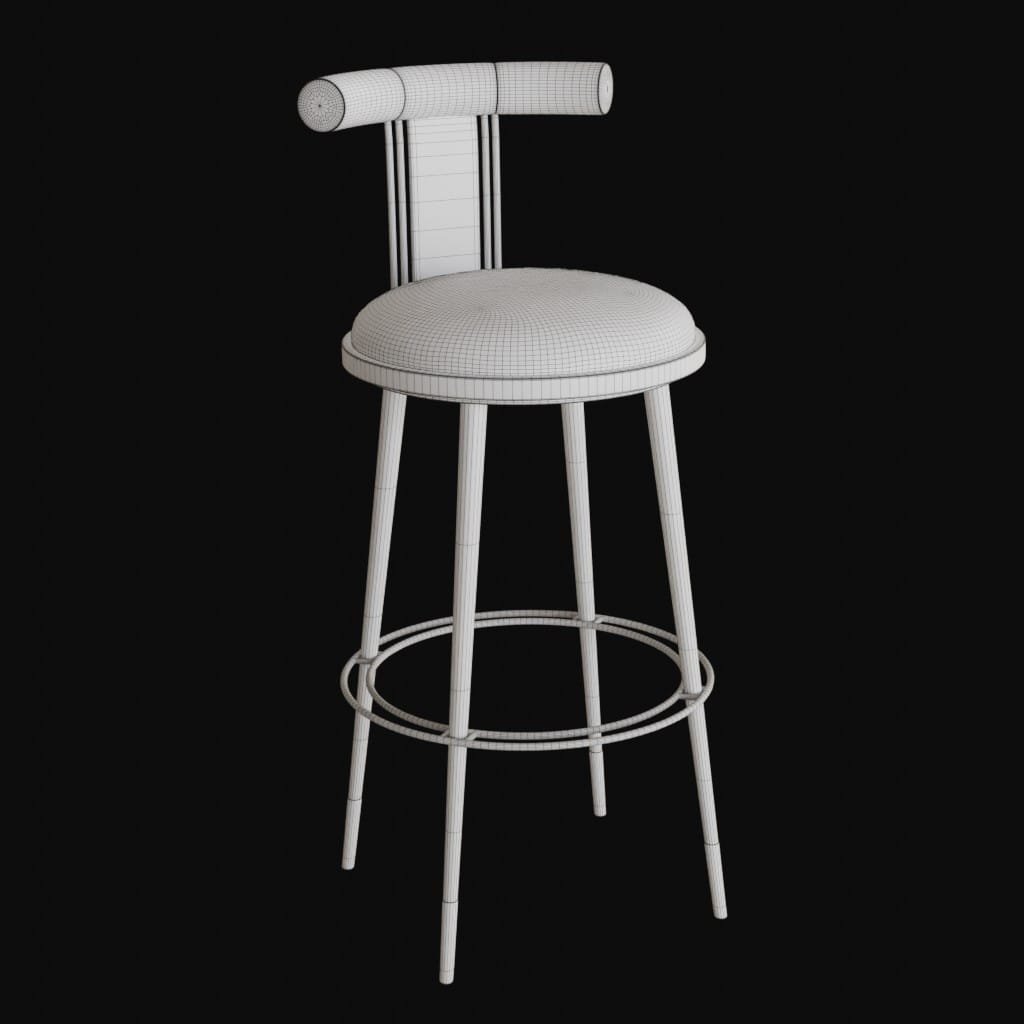 Ergonomic Velvet Stool- 3d model