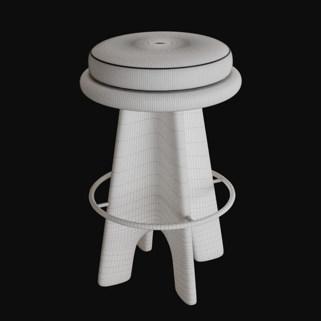 oak ojai swivel stool-3d model