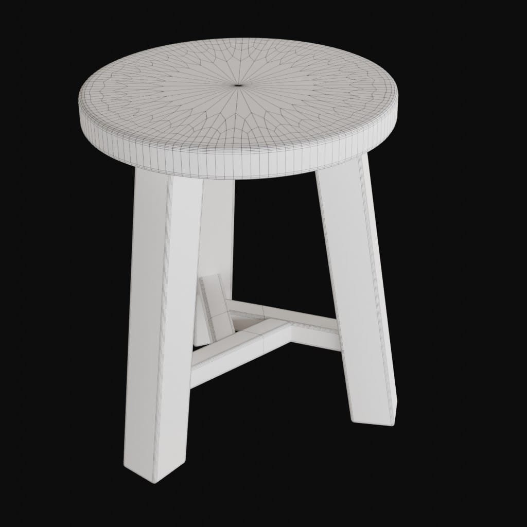 old wooden stool-3d model