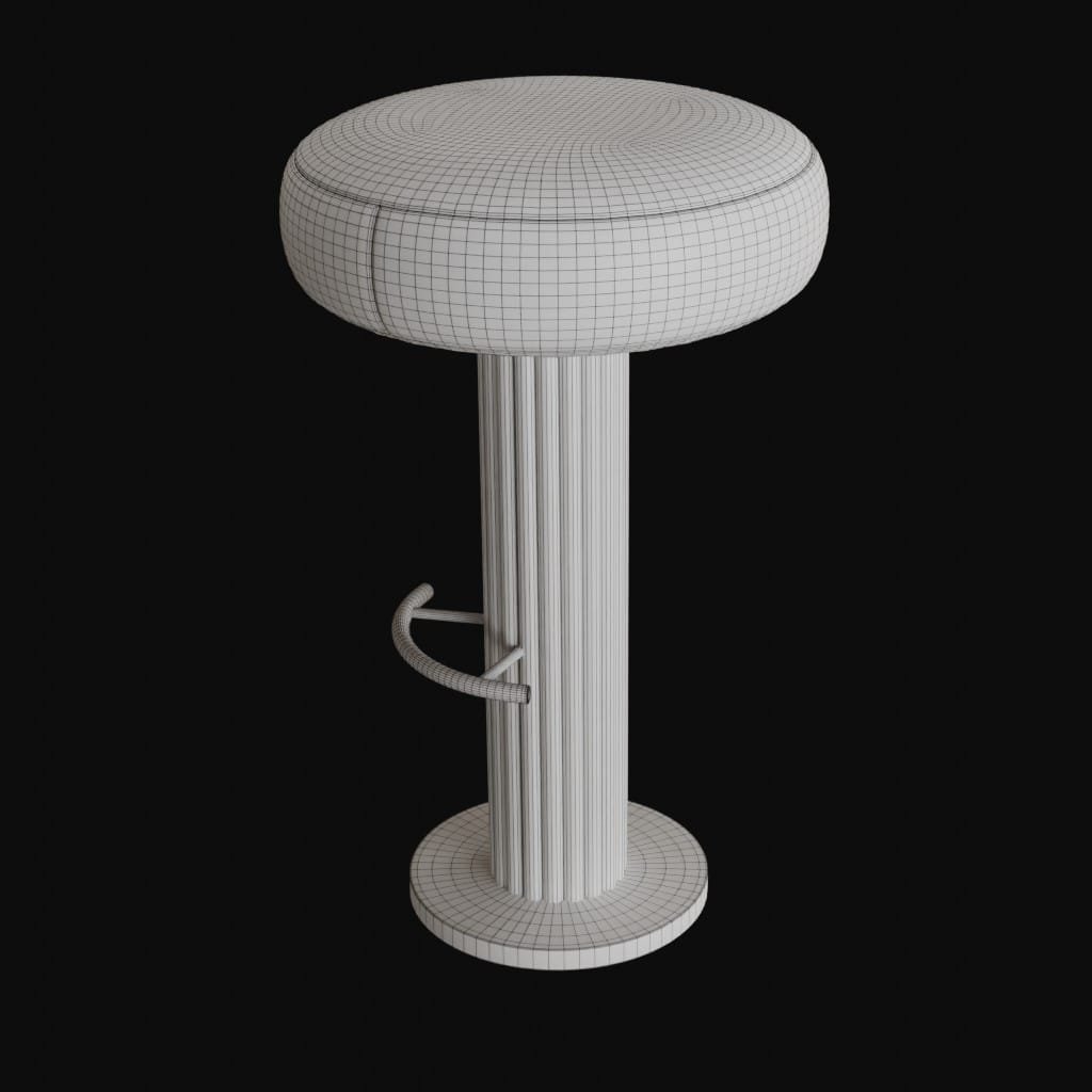 rubbed steel swivel stool-3d model