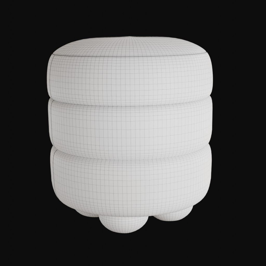 white stool single- 3d model