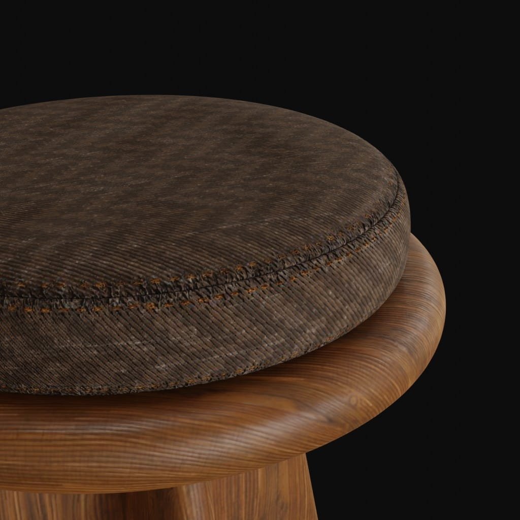 oak ojai swivel stool-3d model