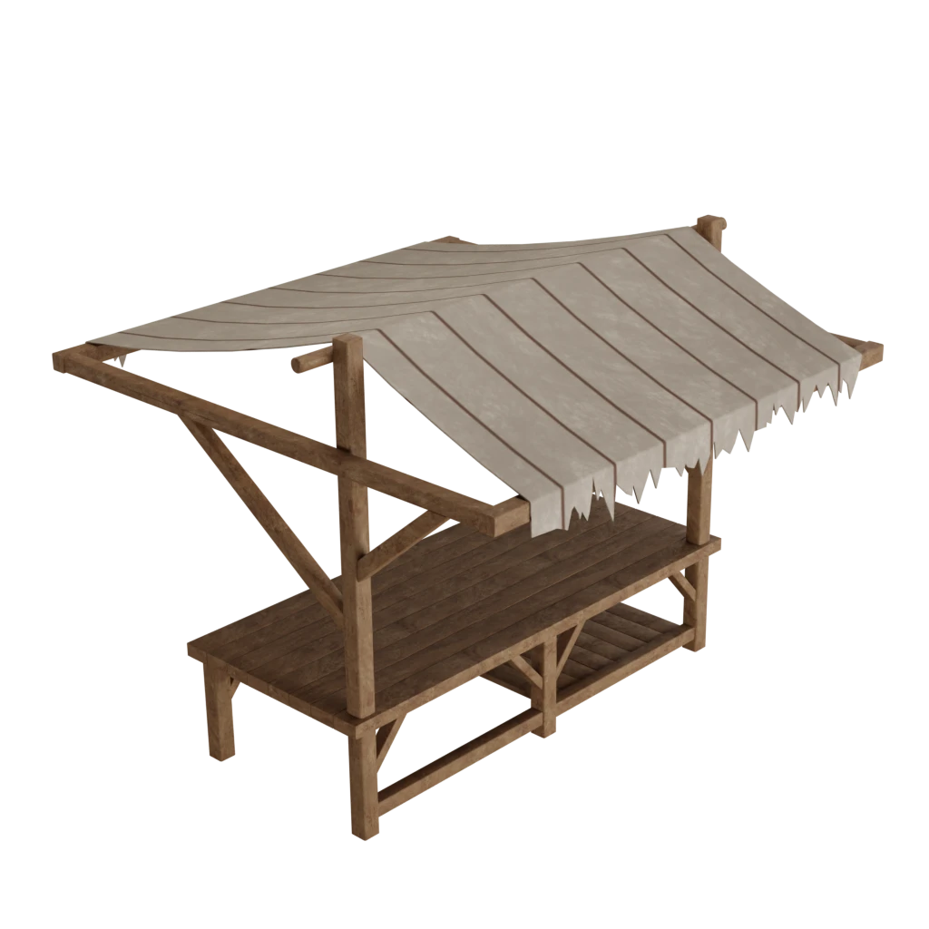 Medieval wooden stall - 3d model