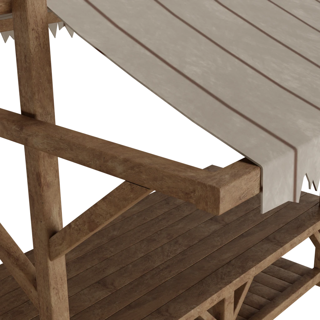 Medieval wooden stall - 3d model