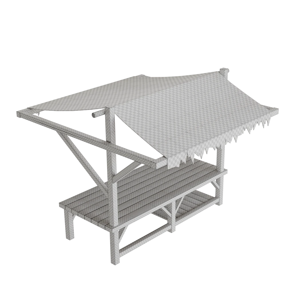 Medieval wooden stall - 3d model