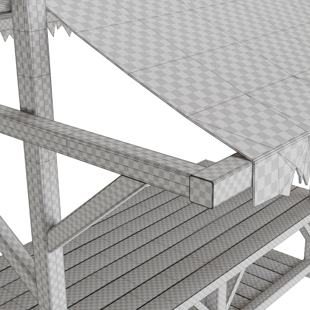 Medieval wooden stall - 3d model
