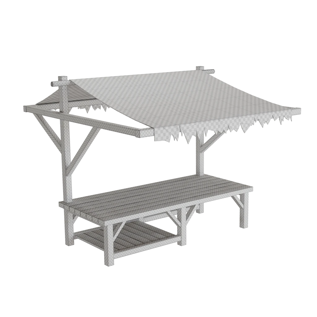 Medieval wooden stall - 3d model