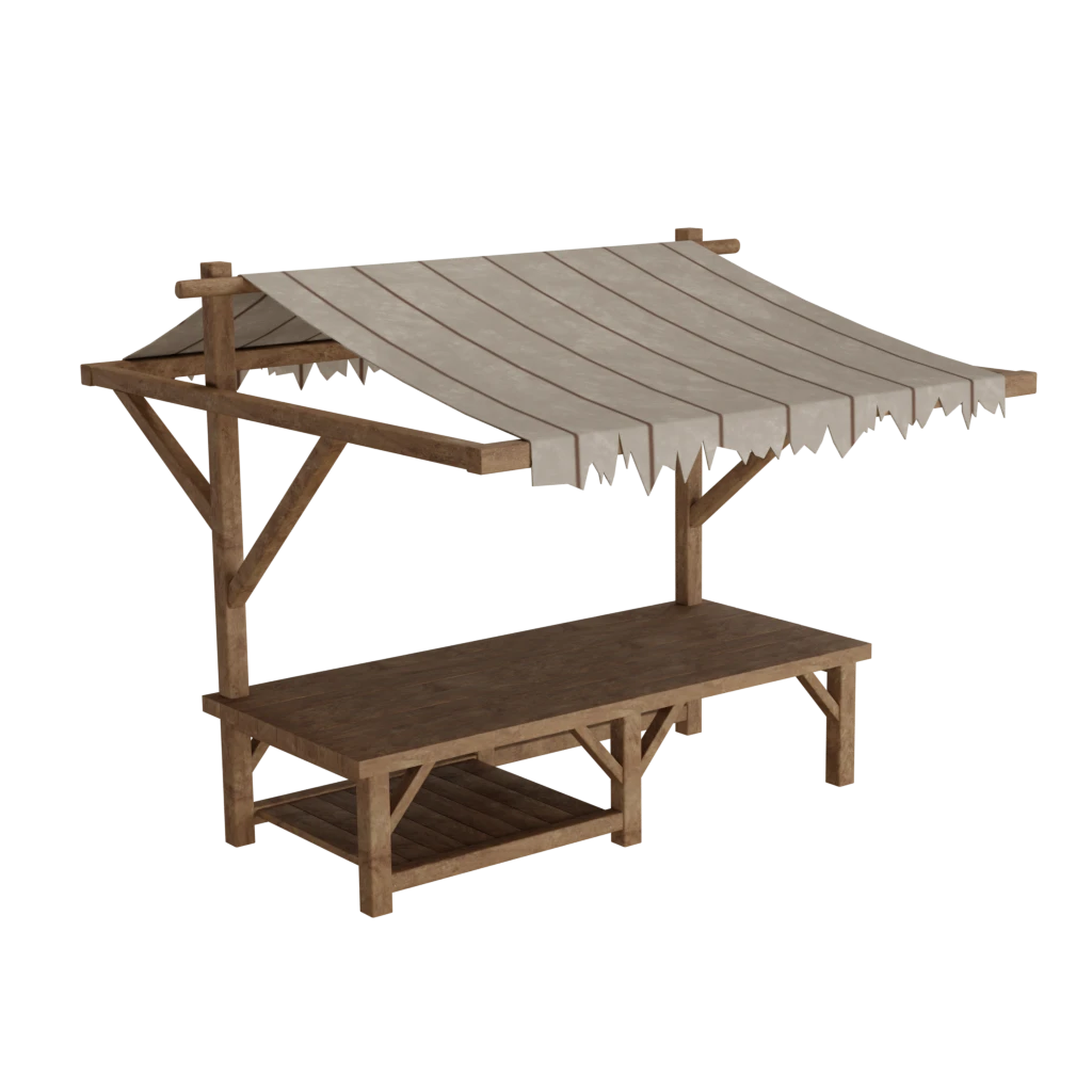 Medieval wooden stall - 3d model