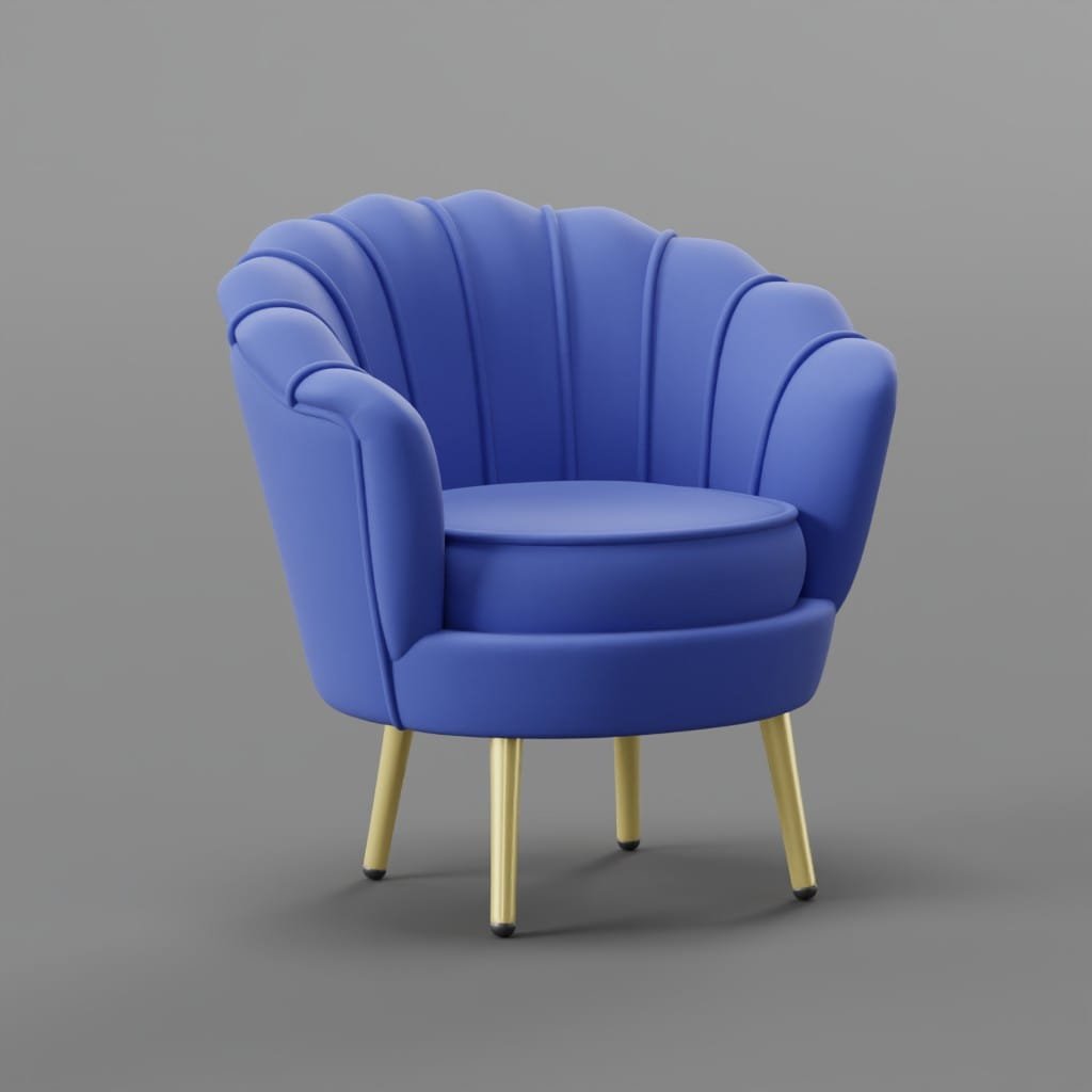 Cobalt Blue Scalloped Accent Chair