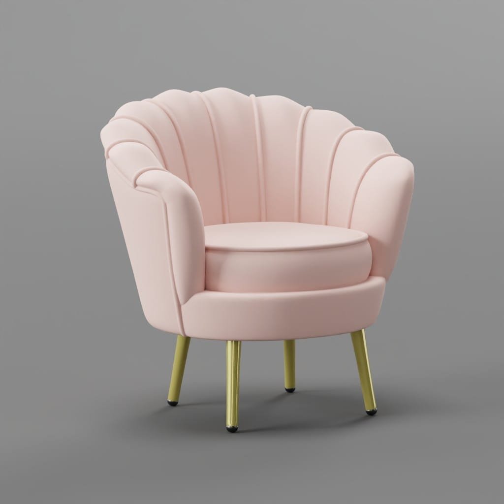 Blush Velvet Scalloped Accent Chair