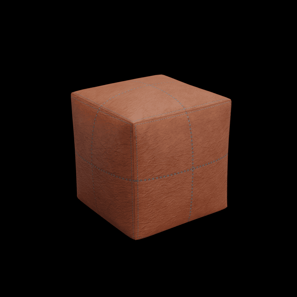 Rustic Leather Cube Ottoman